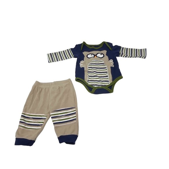 Baby Boy's-Sweatpants & Body Suit & Fleece Pants & Flannel Shirt - Size 3-6 M - Picture 2 of 8